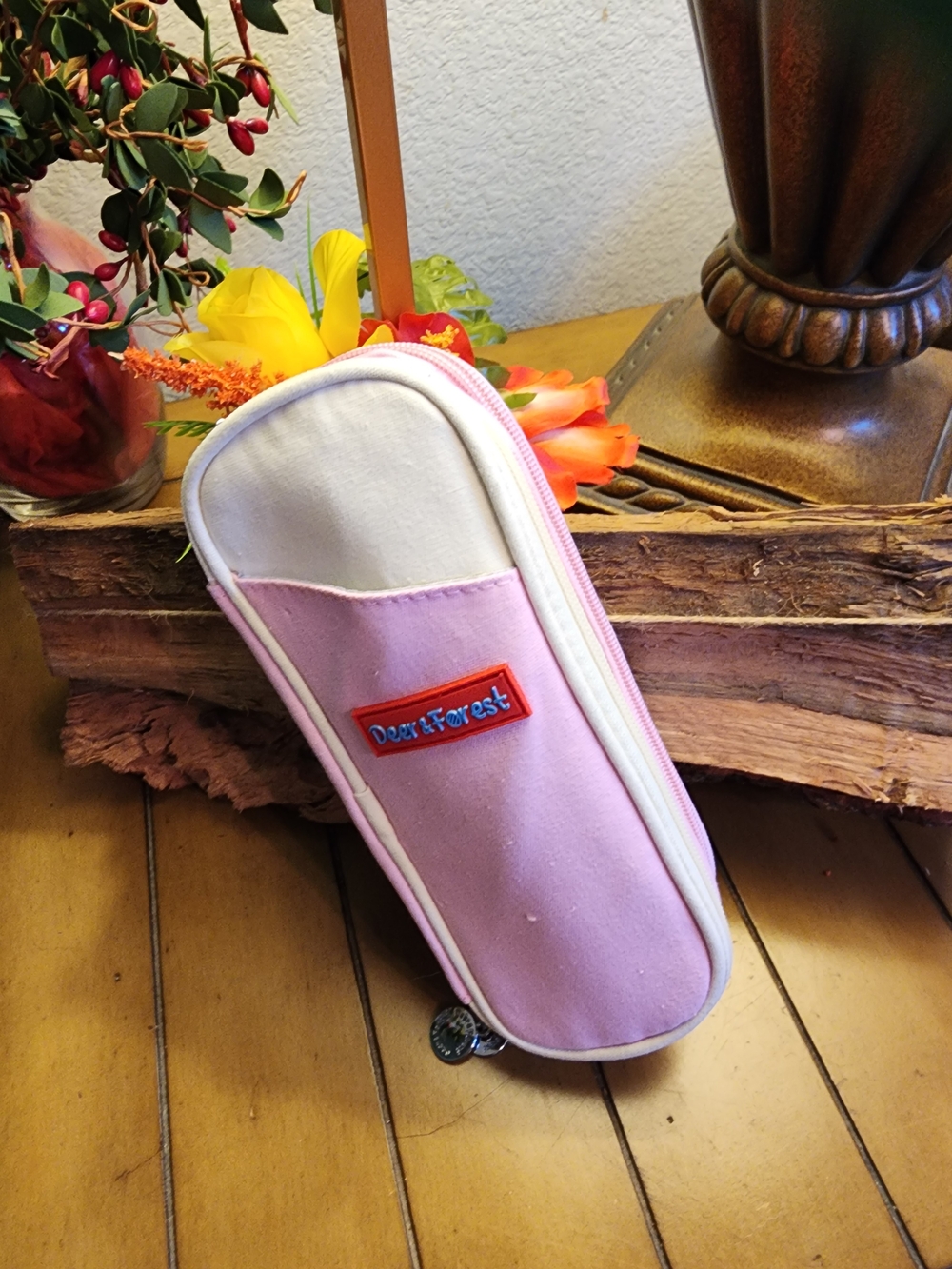 Deer & Forest Pink and White Expandable Pencil Case